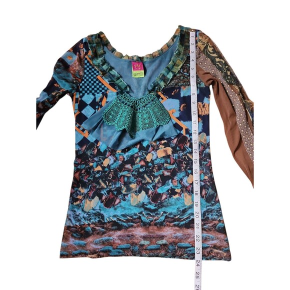 Save The Queen Y2K Fairy Grunge Multicolor Mesh Top Womens Large Steampunk Artsy - Picture 8 of 9